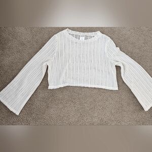 White Cropped Knit cover Up
